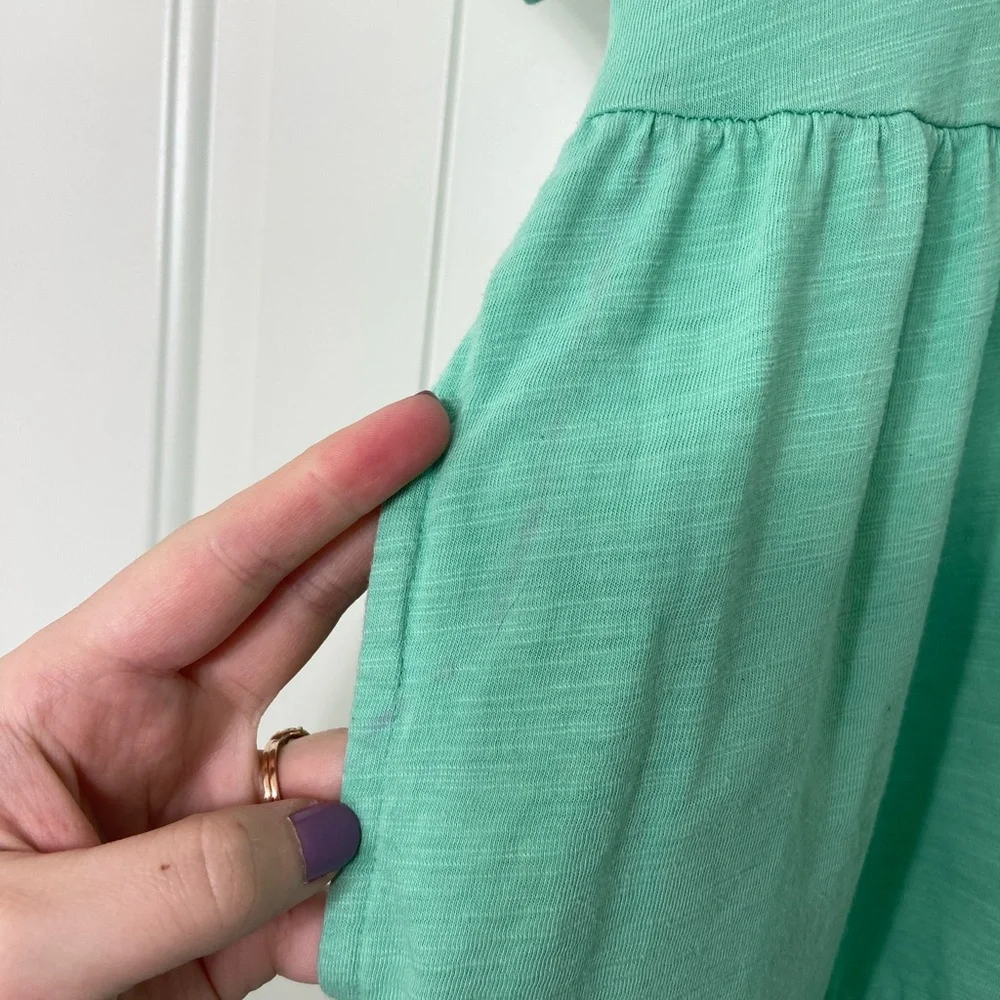 Cat & Jack girl’s turquoise tiered twisted back‎ pocket tshirt dress medium